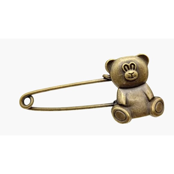 Teddy Bear Safety Pin Brooch - Picture 1 of 4